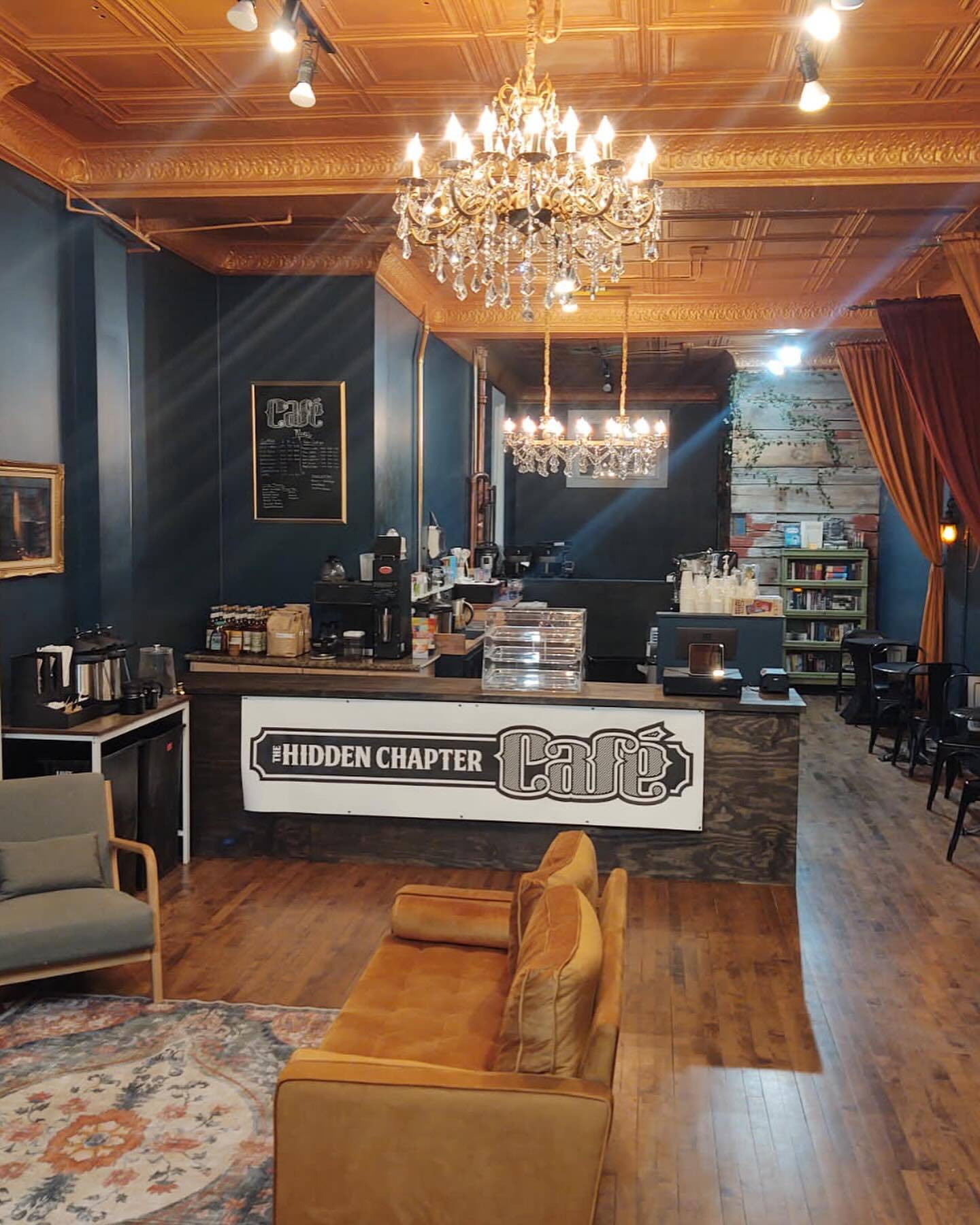 Cafe menu and interior